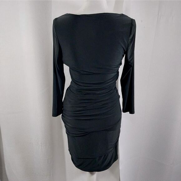 BISOU BISOU! RAVISHING TIERED SKIRT, CRISS,-CROSS TOP STRETCH BLACK DRESS! SZ 8 - Picture 5 of 8